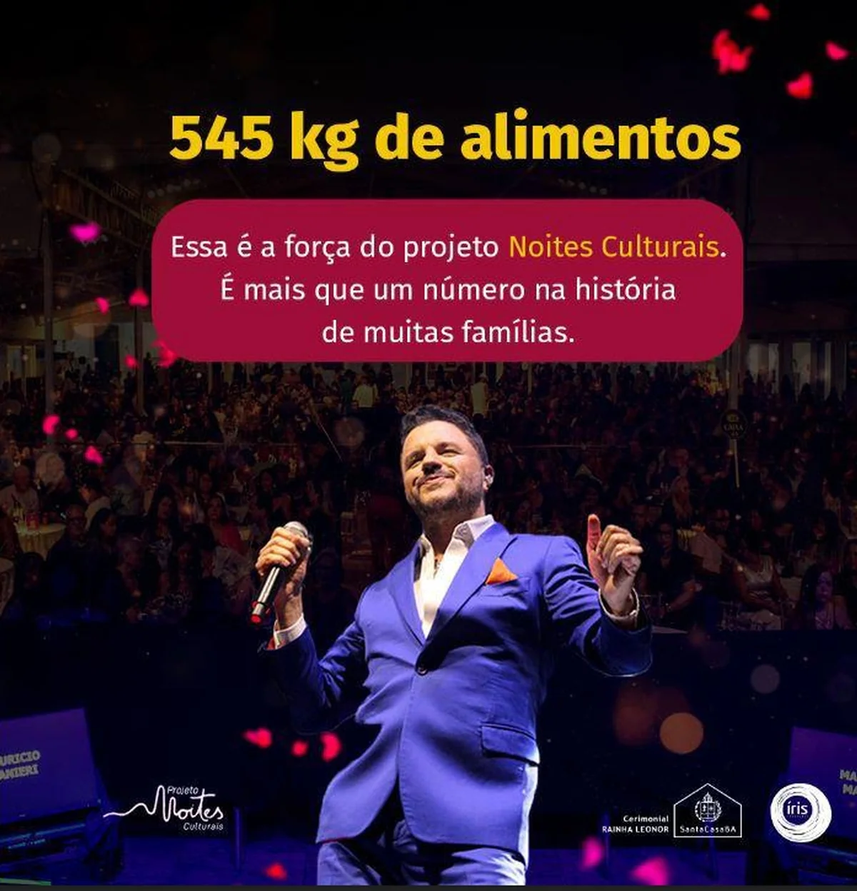 Show de Maurício Manieri arrecada 545 quilos de alimentos para crianças do Bairro da Paz